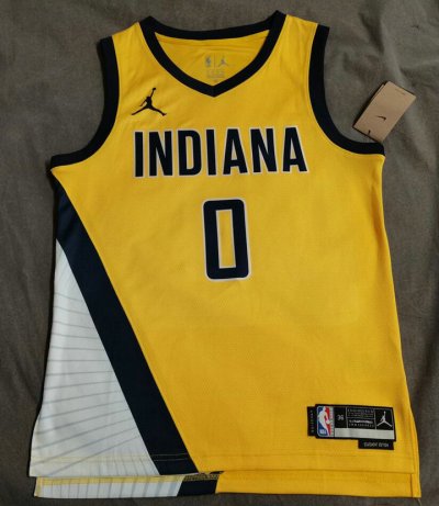 Maillot de Basket #0 Haliburton Indiana Pacers 22-23 Jaune Imprimé